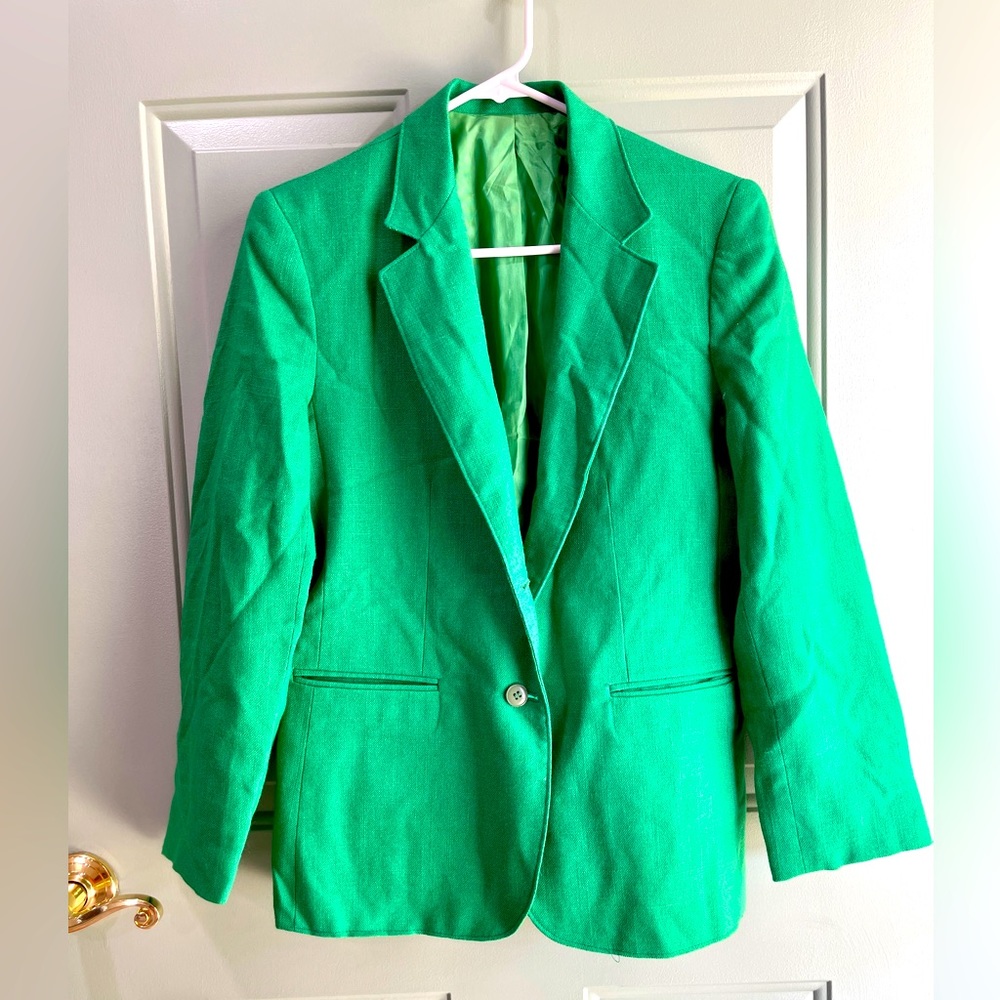 Vintage Skirt & Blazer by Cross Country in Green size 14. Lined.
